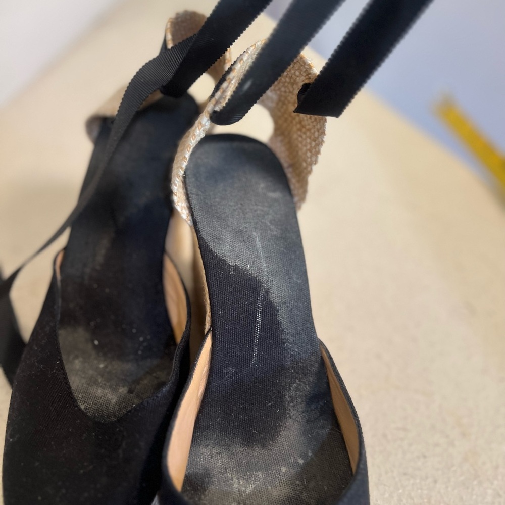 Christian Louboutin Espadrille Wedge Heels Black sandals Size 39/8 - Picture 7 of 14